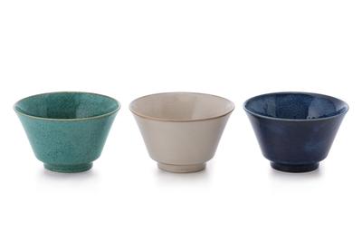 Ciotola alta color naturale (set di 3 colori) bianco, verde, indaco