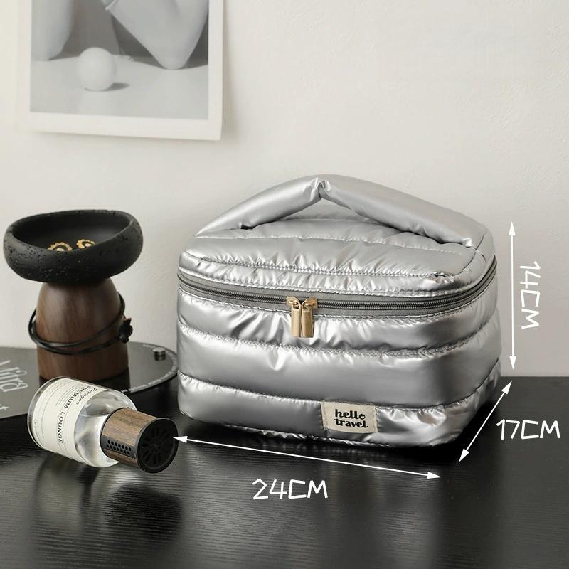 Make Up Bag Large Capacity Waterproof Makeup Handbag Travel Cosmetic Toiletry Storage Pouch Elegant Ladies Square Zipper Bag