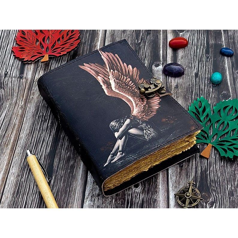 Leather Journal Fery Notepad For Men Women 7×5 Handmade Decle Edge Pepar Blank Spell Book Traveling Sketchbook Notebook Dairy With Loc
