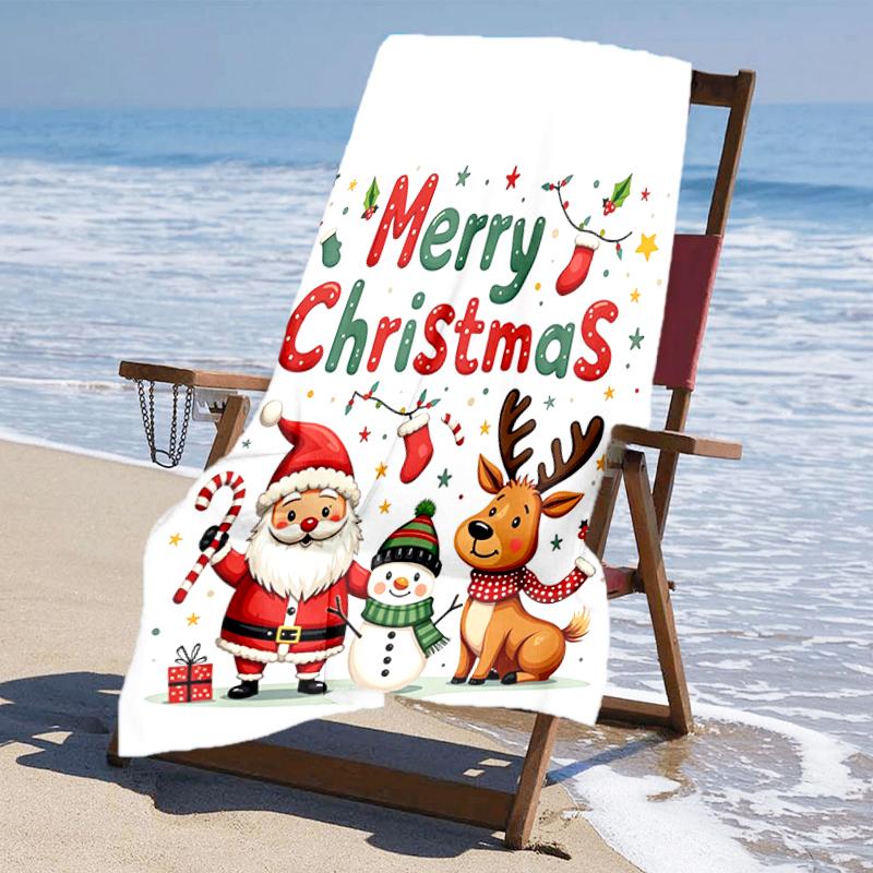 Ultra-Soft Beach Towel with Christmas Theme,Ideal for Pool - Camping, Diving - Perfect Travel Essential, Vibrant Beach Towel.