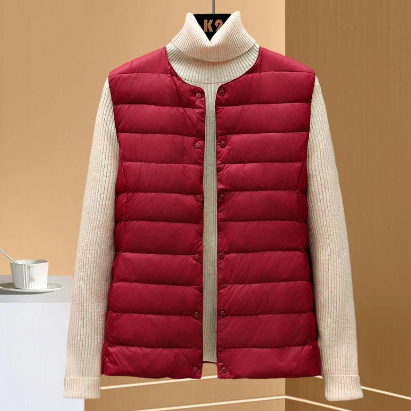 Autumn and winter light down jacket women's vest season new round neck liner vest vest white duck down large size coat