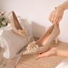 Women's High Heel Shoes Elegant Ladies Causal Bride Wedding Shoes Luxury Flower Woman Fashion Dress Loafers Stiletto Pumps