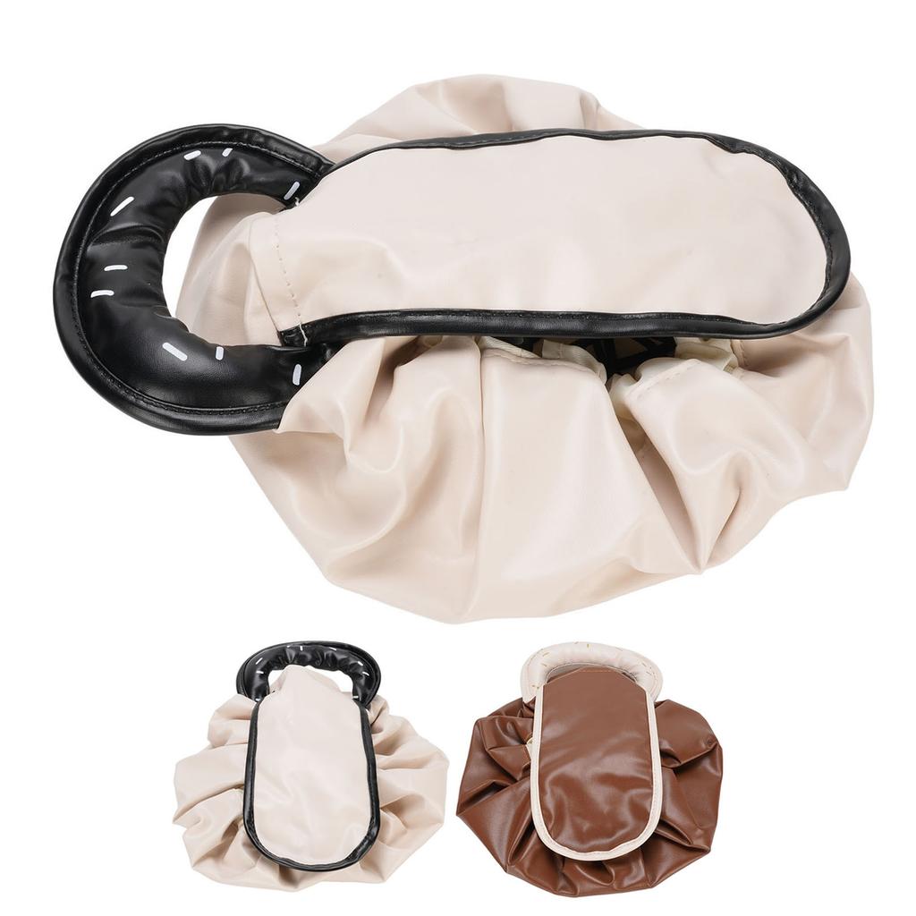 Drawstring Cosmetic Bag Water Proof PU Open Flat Makeup Organizer Toiletry Bag for Travel