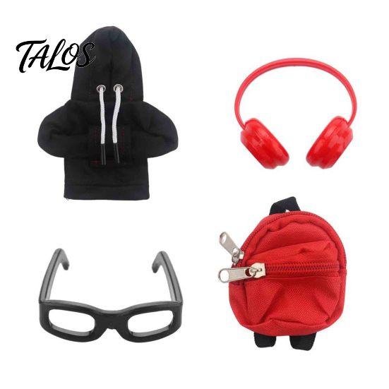 Detailed Mini Clothing for Ornaments Goose Accessories Set 7 Inch Desktop Goose, Includes Hooded Miniature Sweatshirt Small Backpack Glasses