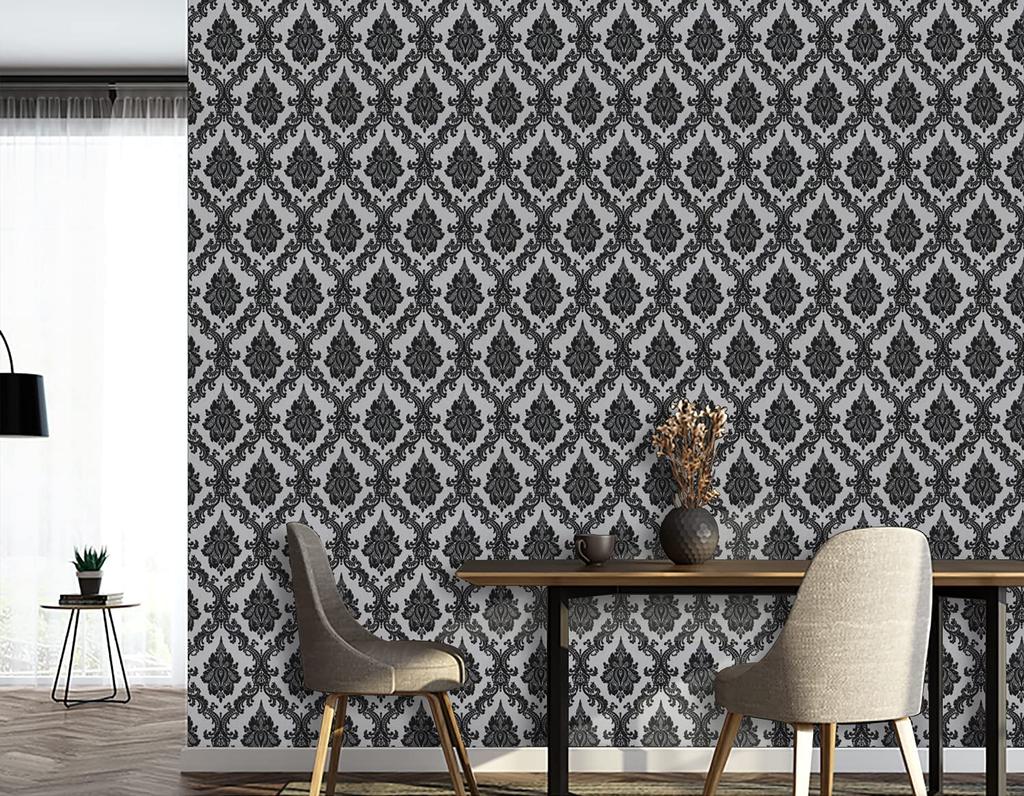 Schäl- und Klebewandverkleidung für Schlafzimmer Schwarzes Kontaktpapier Schwarz und Silber Selbstklebende Wandverkleidung Dekor Vinylfolie Wandverkleidung