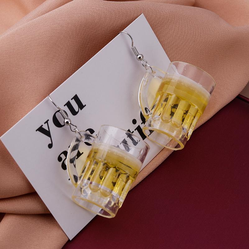 Fashion Resin 3D Drink Cup Drop Earrings for Women Girl Beer Milk Tea Ice Cream Dangle Earrings Jewelry Gift