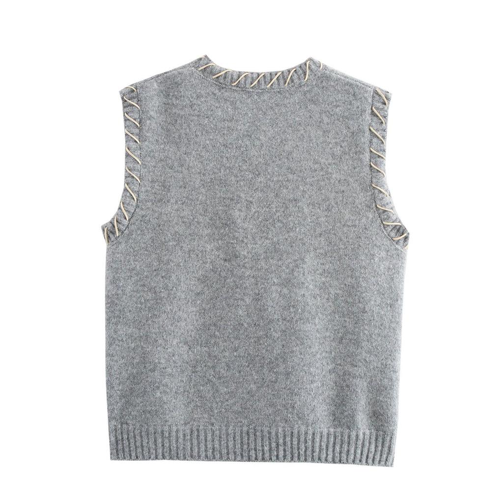 2025 Spring Women's European & American Lazy Hong Kong Style Pony Embroidered Knit Vest