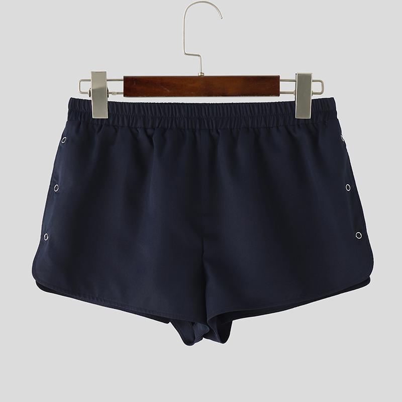 

INCERUN Мужские эластичные шорты мини однотонного цвета с боковыми пуговицами для дома M синий