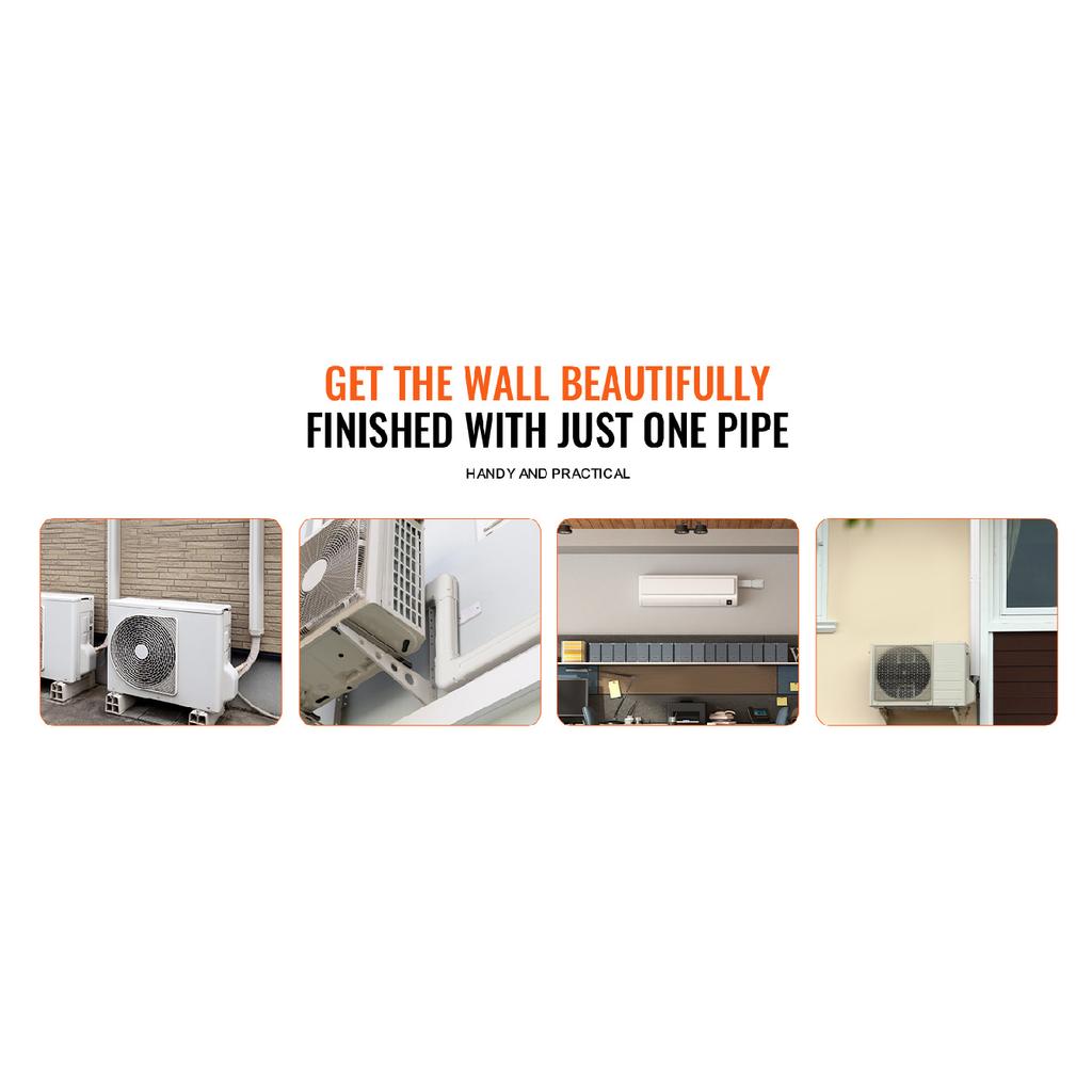 SucceBuy Mini Split Line Set Cover PVC Decorative Pipe Line Cover For Air Conditioner Easy To Install Paintable for Heat Pump