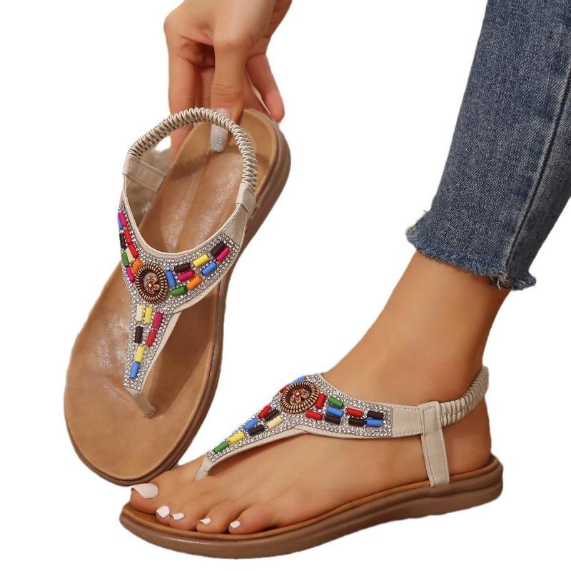 Womn shoes new color beaded herringbone sandals women spring summer flat beach sandals travel