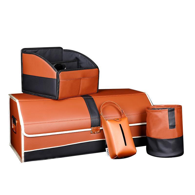 Foldable Leather Car Storage Box and Trash Can