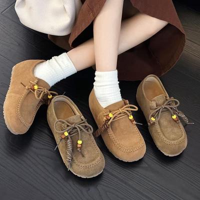 Retro Fashion Versatile Baotou Women's Autumn New Thick-soled Heightening Baotou Doudou Shoes