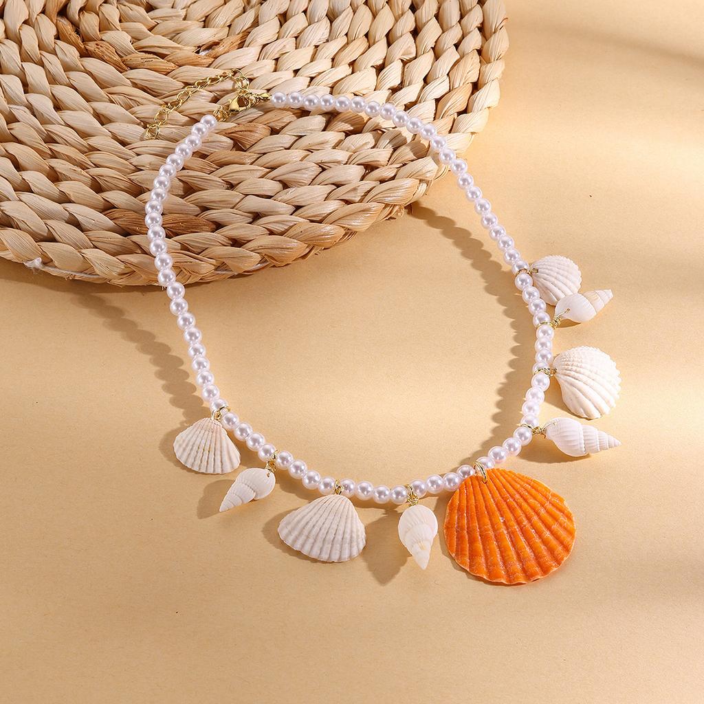 Beaded Temperament Light Luxury Three-Dimensional Irregular Necklace Imitation Conch Sea Fish Starfish Beads