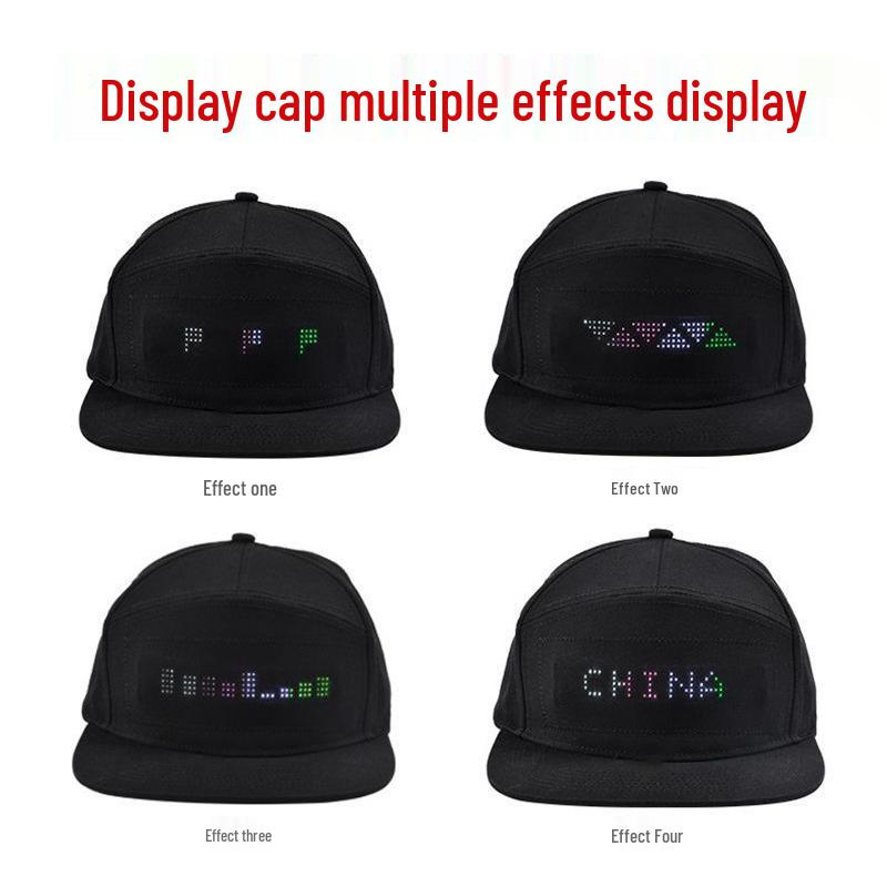 Bluetooth LED Light-Up Hat with English Display - Customizable Text Via Mobile App for Festivals and Performances