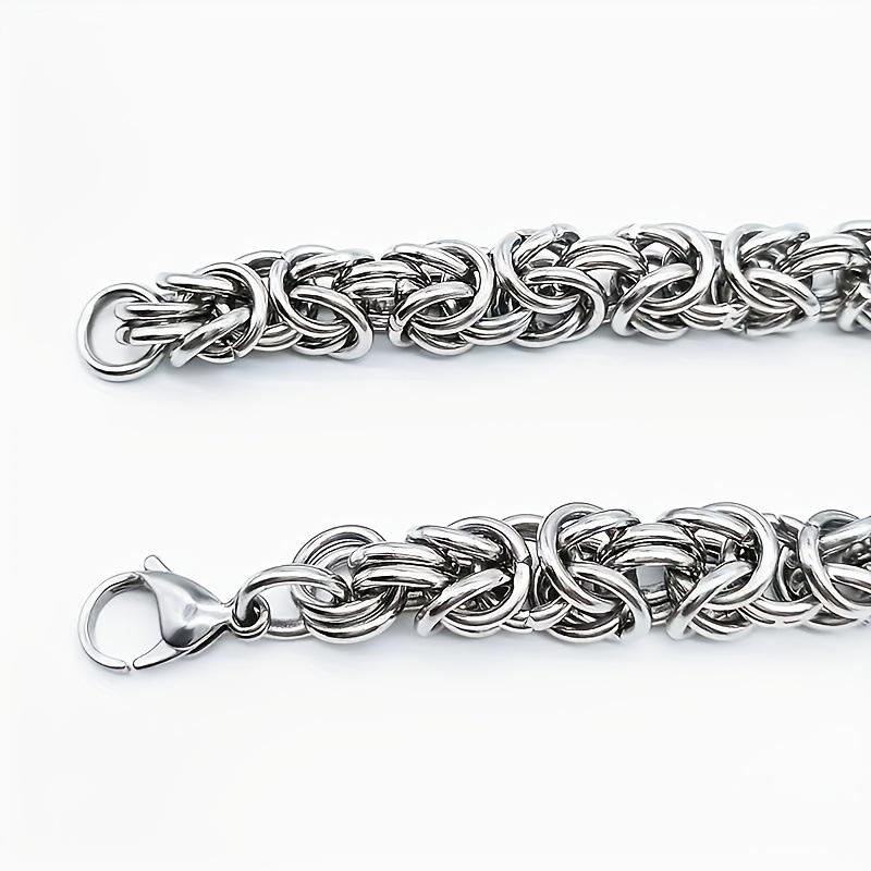 Men's Silver Bracelet 21 Cm Braided Massive Weave Surgical Steel