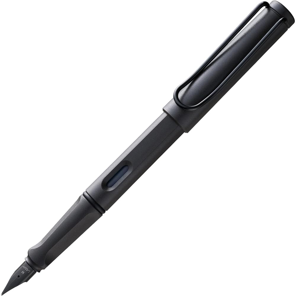 LAMY (Ramy) Safari Shiny Black Fountain Pen Black - Ergonomic Grip and Polished Steel Tip Size M ...