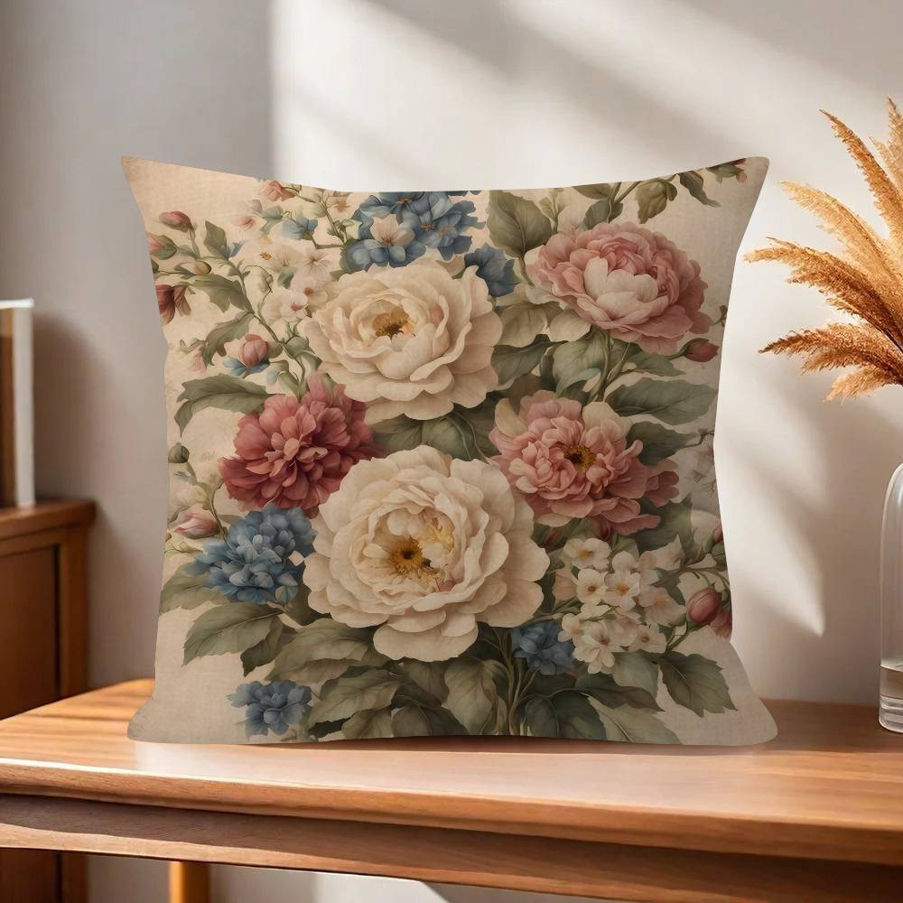 Vintage Floral Art Flower  Pillowcases Home Bedding Decorative Pillow Cover Wedding Super Soft Pillow Case