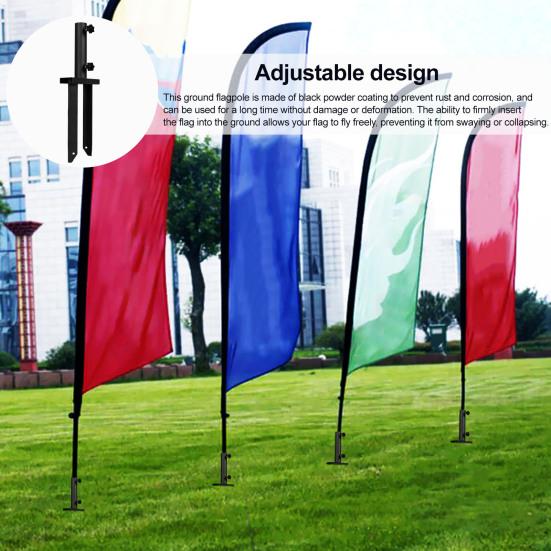 Heavy-Duty Flag Pole Holder Ground Stake Metal Flag Spike for Ground Adjustable Feather Flag Base Universal Light Stakes Rust-Resistant Outdoor Stand