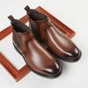 Men Casual Shoes Genuine Leather Chelsea Boots British Style High Top Martin Boots Trendy Autumn Winter