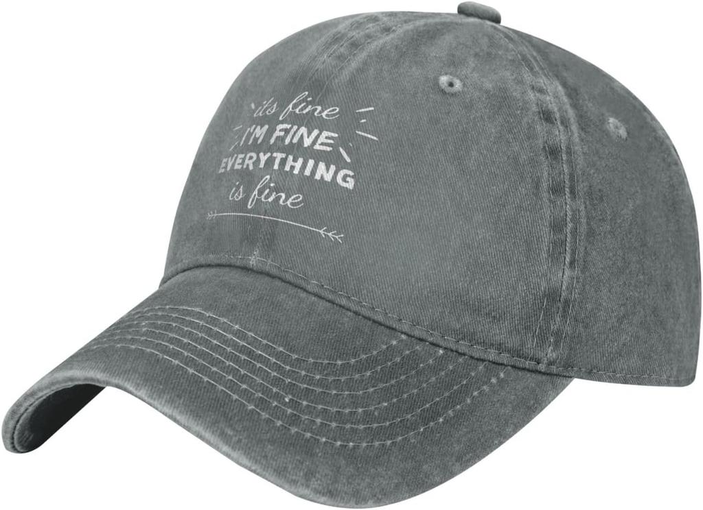 Its Fine Im Fine Everything Is Fine Denim Baseball Cap Adjustable Cotton Low Profile Hat For Adults