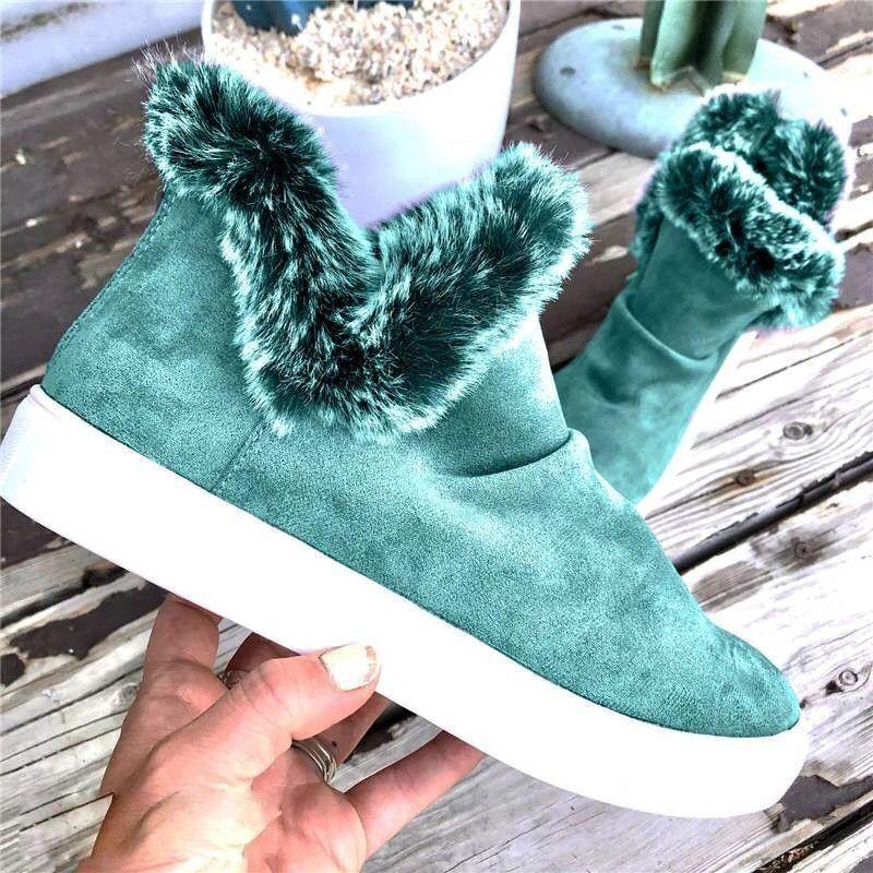

Casual shoes women s autumn and winter flat-bottomed snow boots fluffy high-top casual shoes thick-soled large-size single shoes 35
