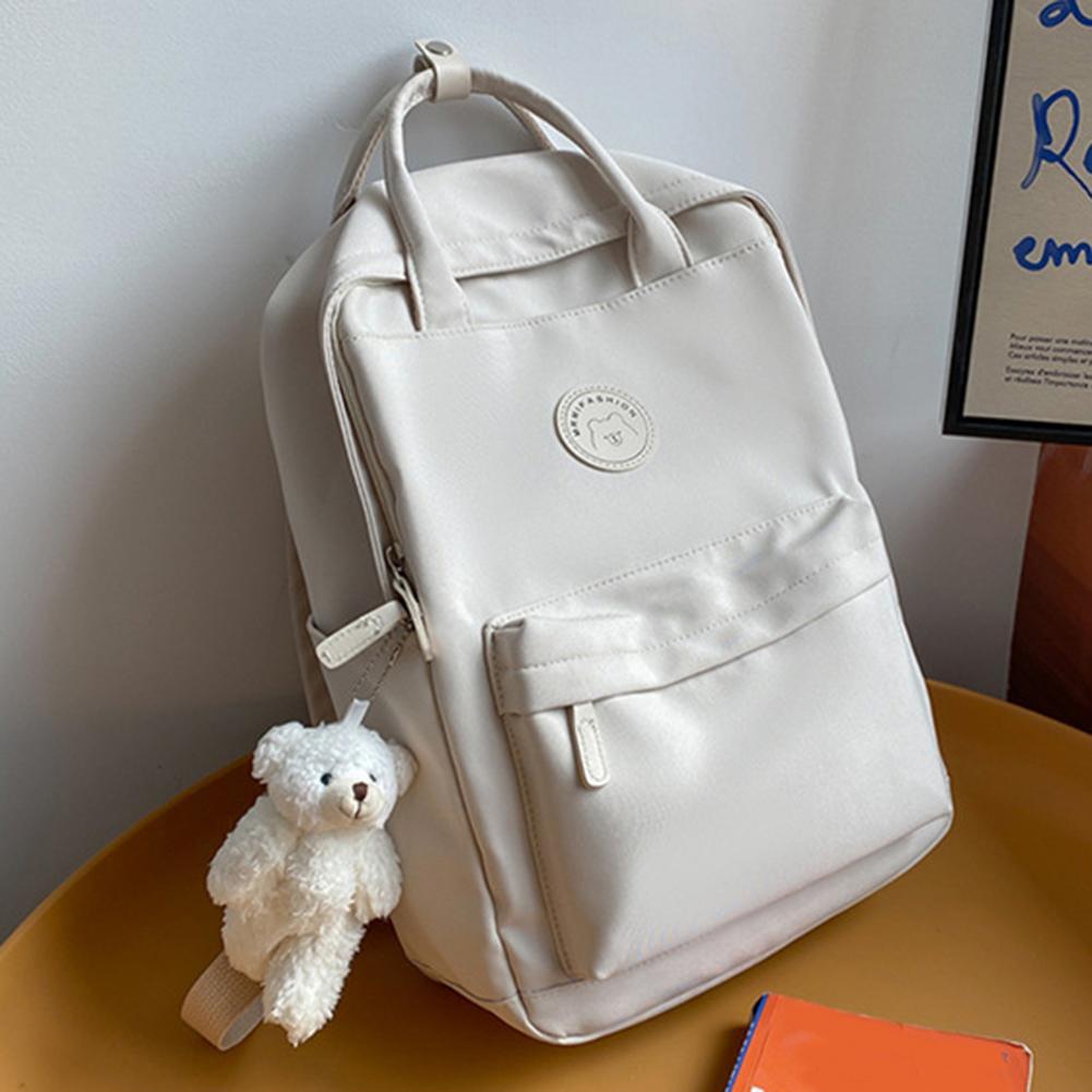 Подростковый Повседневный Рюкзак Большой Вместимости с Плюшевым Подвесом Школьный Рюкзак на Молнии для Работы Кемпинга Спорта Путешествий