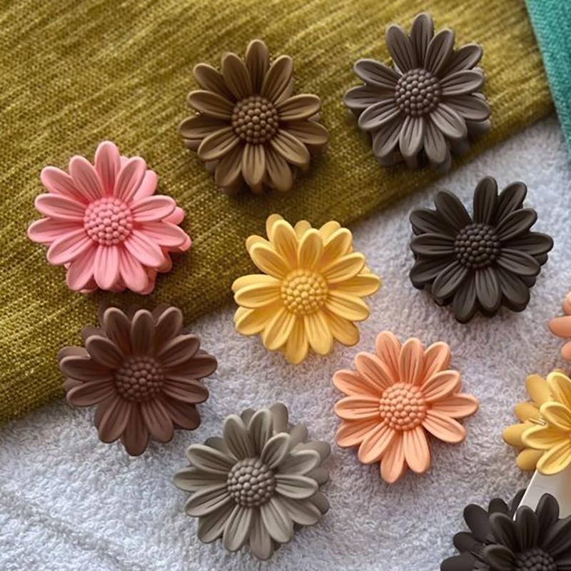 8Pcs Women's Daisy Grab Clip Candy Color Fresh Sweet Cute Small Grab Clip Hairpin Suitable For Everyday Use Headwear Accessories