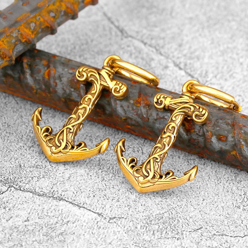 Stainless Steel Pirate Hook Fashion Viking Weapon Earrings Nordic Men Teen Odin Jewelry Stud Earrings Personality Christmas Gift