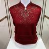 Winter Damen Fleece Pullover Dick Grobstrick Pullover Halber Rollkragen Strass Beflockt Übergröße Pullover