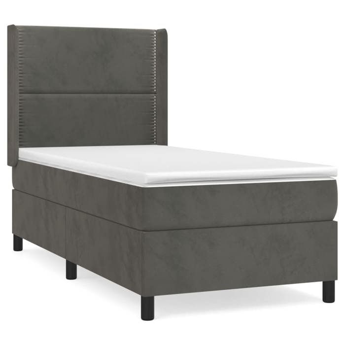 Maison Exclusive - Sommier à lattes de lit et matelas Gris foncé 90x190 cm Velours