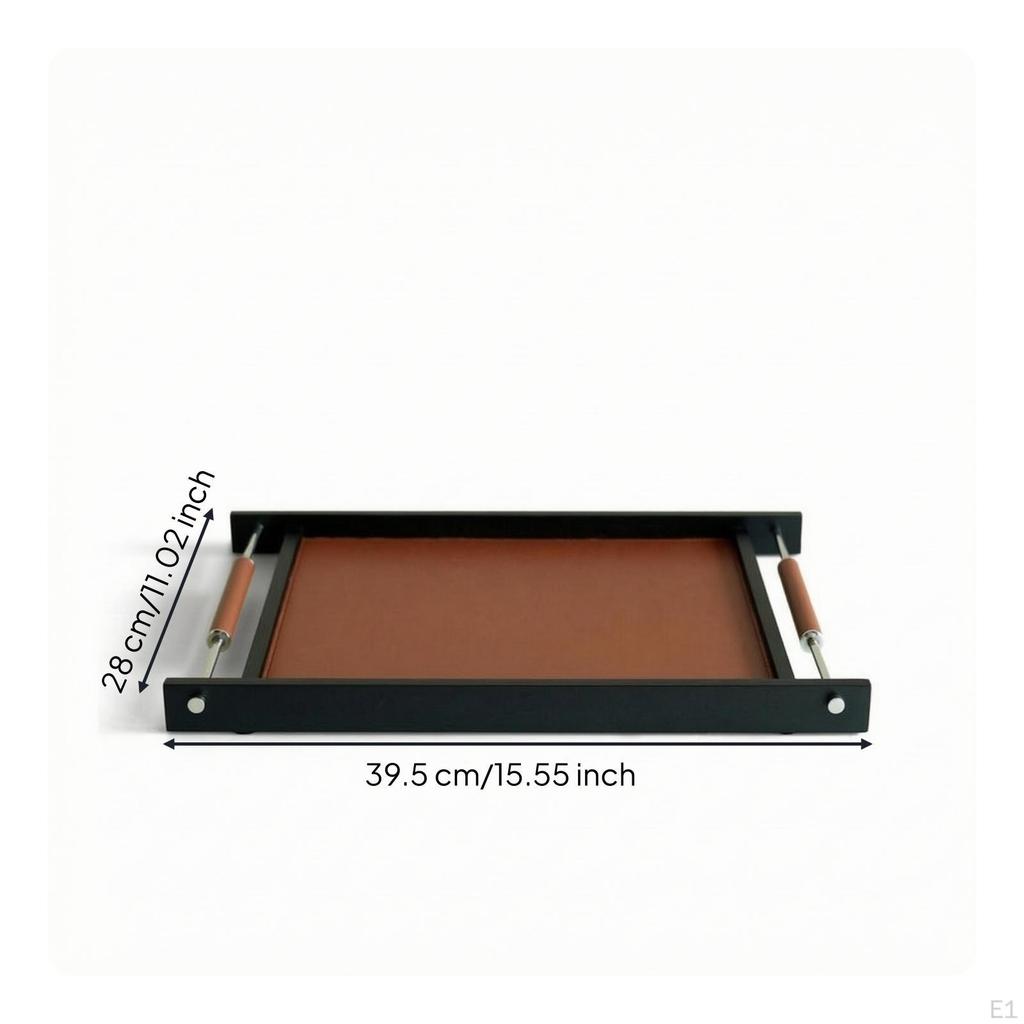 Metal Serving Tray with Handles Rectangular Modern Platter for Tea Service,