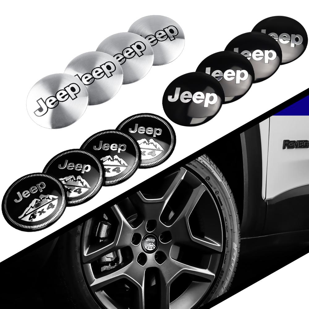 4 pieces 56MM car hub caps car badges tire center cap badges for Jeep JPB Renegade Wrangler JK Compass Grand Cherokee Gladiat AKU1