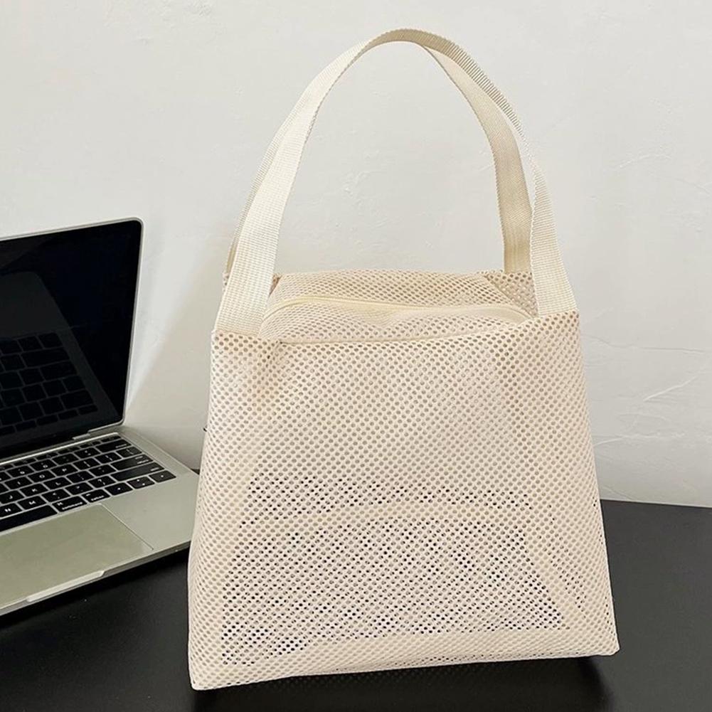 Casual and Simple handbag Mesh Travel Toiletry Bag Portable Beach Bag With Zipper Outdoor Wash Bag Makeup Shower Tools Organizer