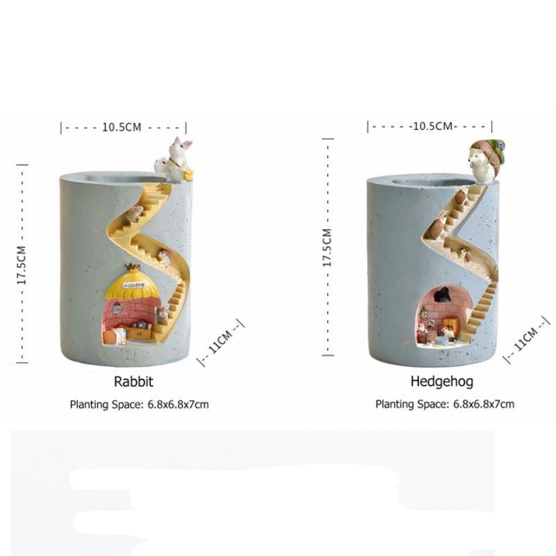 Kreativní Živočišná pryskyřice Květináč Sukulenty Květináč Květináč Nádoba na sázení Zajíc Ježek Dekorativní květináč Stolní ozdoba