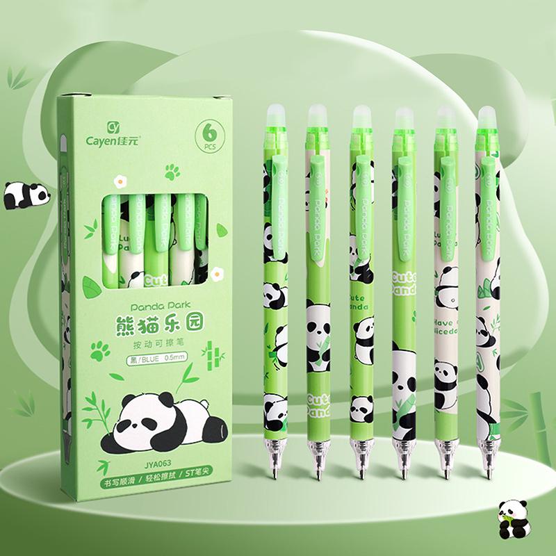 6Pcs Cute Capybara Panda Gel Pens Set Erasable Pens Office School Supplies Kawaii Aesthetic Stationery