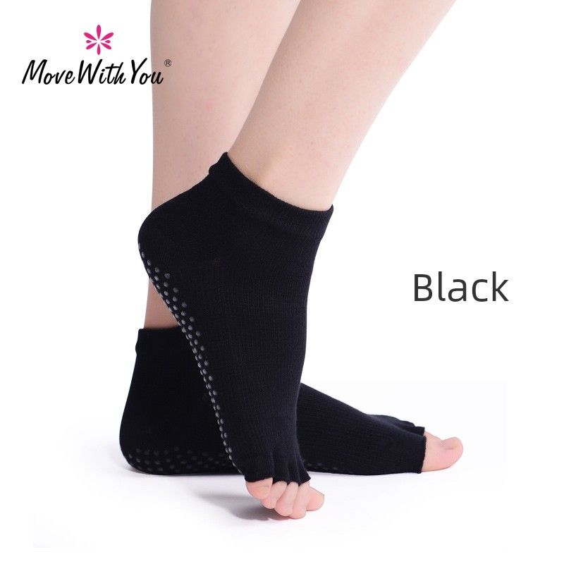 

Move as You like Yoga Socks Hollow out Open Finger Five Toe Socks Summer Non-Slip Socks Sports Socks Non-Slip Room Socks Women Black