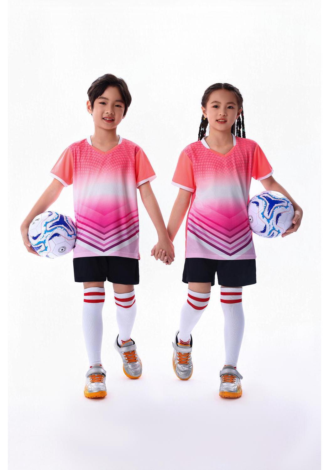 Kids Summer Football Uniform Set: Unisex Pink Quick-Dry Sportswear for Primary School Training XL