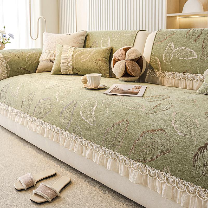 

French High-End Sofa Cushion Is Universal In All Seasons New Skirt Sofa Seat Cushion Fixed Non-Slip Cover Cloth Towel 70*70cm