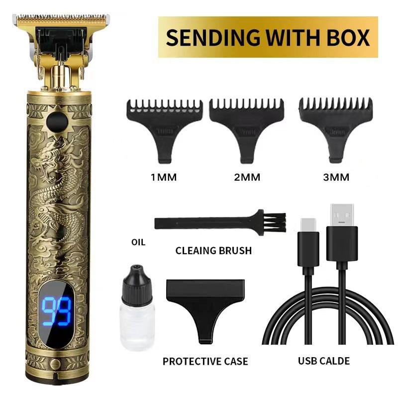 Professional Electric Hair Clipper for Barbers & Home: Precision Carving, Slicked Back Styles, Bald Head Trim.