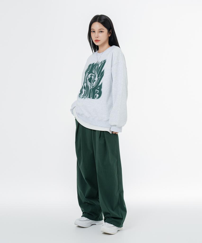 MOZMOZ Colorful Corduroy String Wide Pants Green