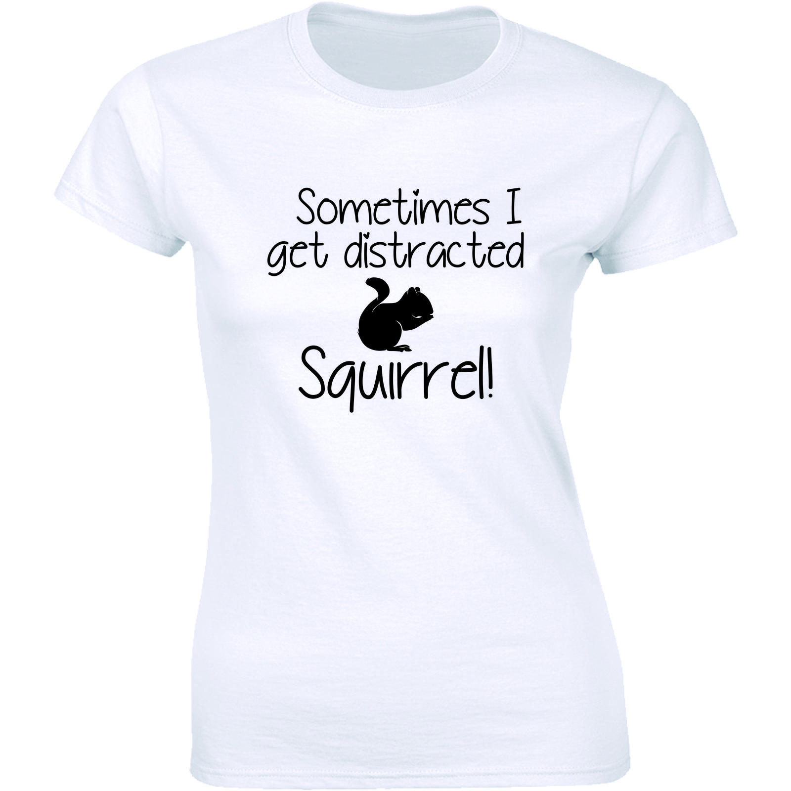 Women s Sometimes I Get Distracted Squirrel T Shirt Funny Animal Shirt Tee Men s XXXXL