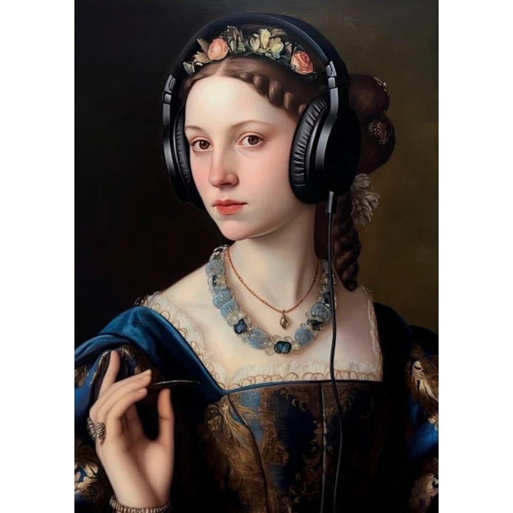 Funny Altered Art Victorian Woman Portrait Poster Prints For Living Room Home Decor Vintage Nobel Girl Canvas Painting Wall Art