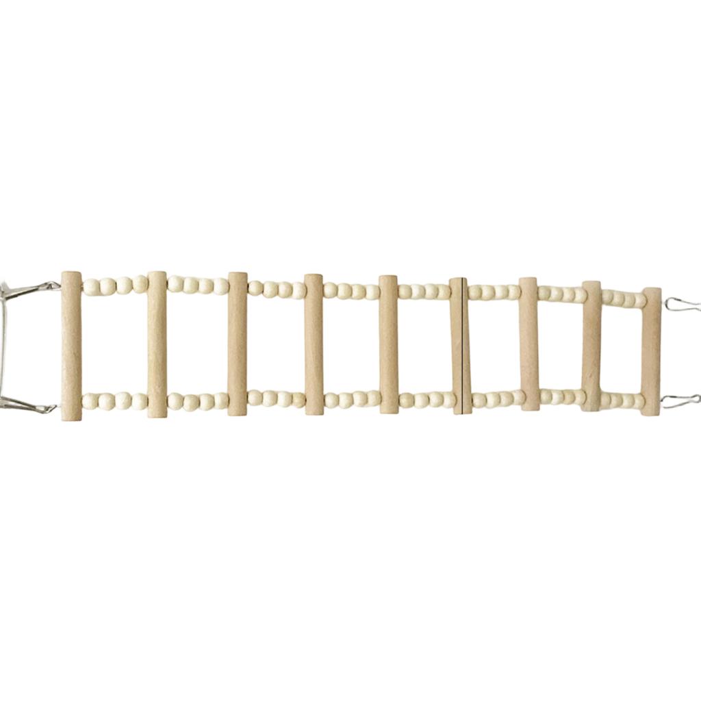 Natural Wooden Bird Ladder Climbing Toy for Small To Medium Birds Parrot Perch Hanging Ladder with Metal Hooks Durable Safe Material