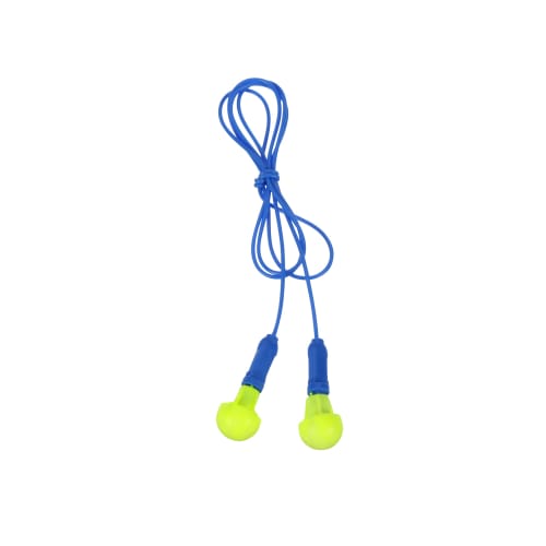 3M E.A.R Push-Ins Earplugs, Corded, 28NRR, Yellow/Blue