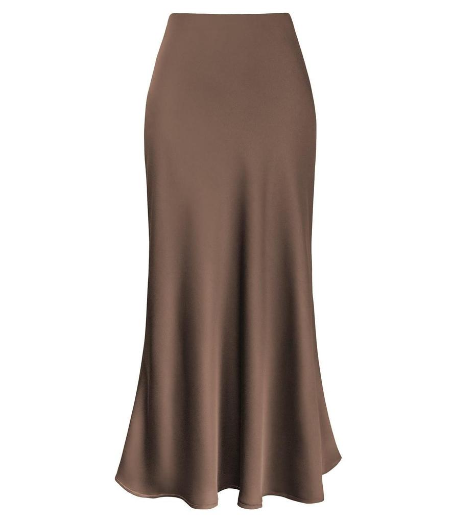 Elegant High-Waist Silky Acetate Fishtail Skirt for Spring and Summer