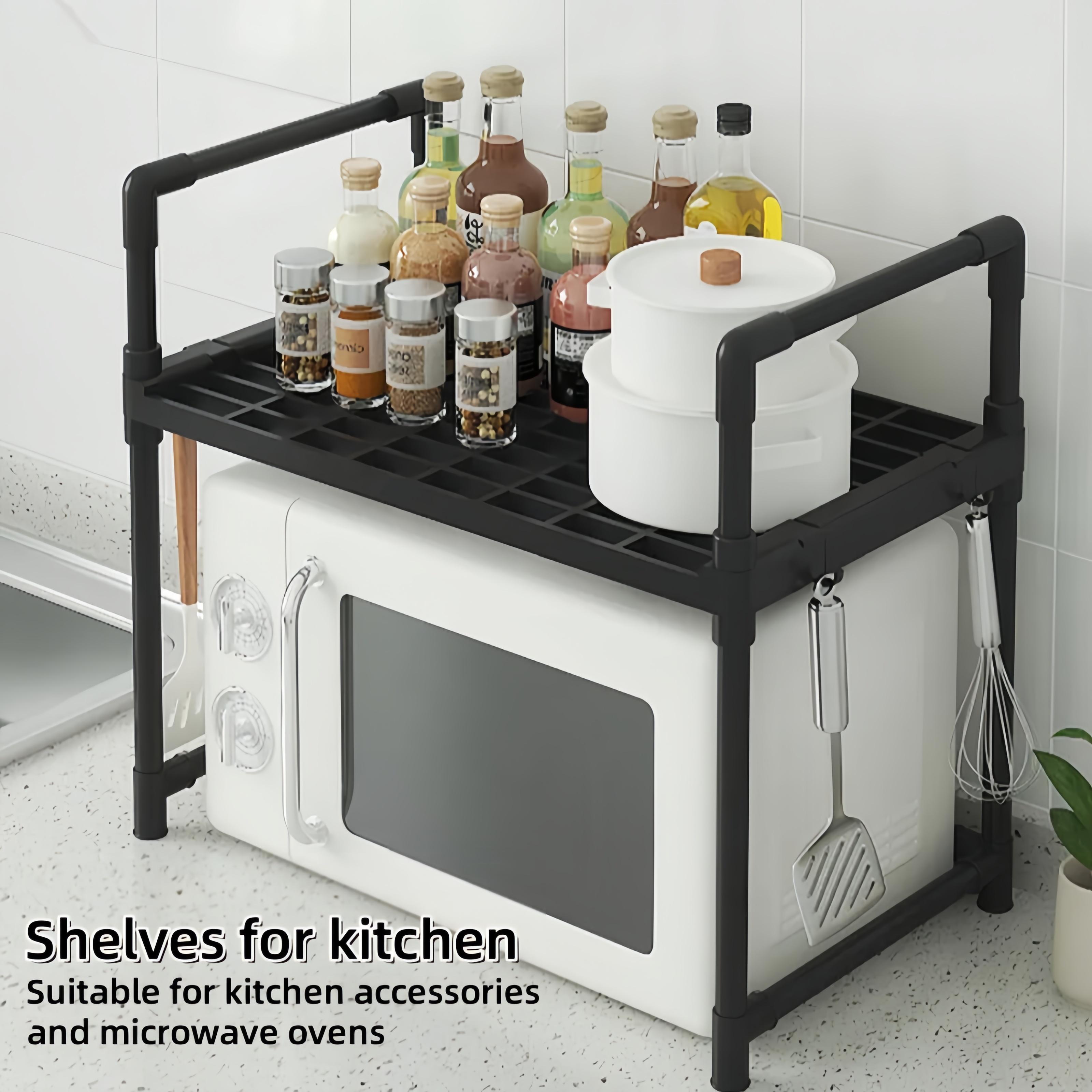 Kitchen Elevated Design Seasoning Rack Microwave Storage RackBilayer Oven Modern Minimalism Kitchen Accessories Organizer 2-layer белый