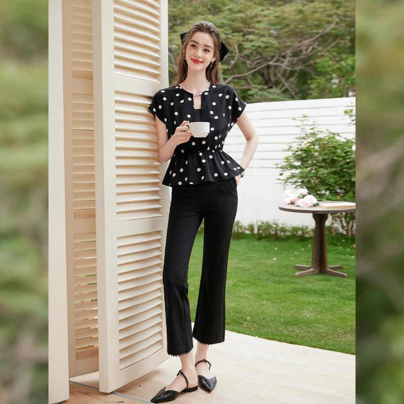 Bailuyu Retro Polka Dot Lockere Sommerbluse
