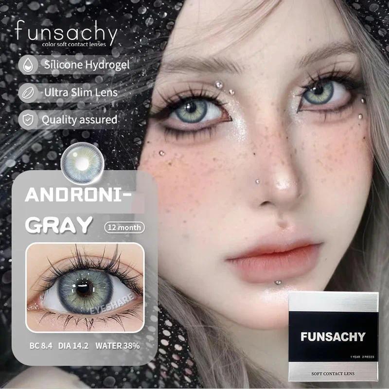 FUNSACHY 2 st Naturliga Kontaktlinser för Ögon Färgade Blå Kontaktlinser Grå Vacker Pupill Grön Lins Ögonmakeup Koreanska Linser