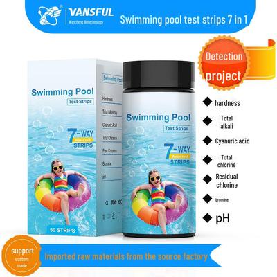 Confezione da 50 Strisce Reattive 7-in-1 per Analisi della Qualità dell'Acqua per Piscine, Acqua Potabile, Laghetti per Pesci, Sorgenti Termali - Rilevano Cloro Residuo, Livelli di pH
