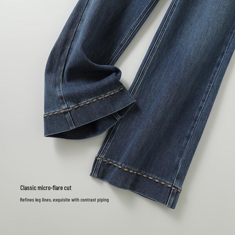 Yibai Autumn Embroidered Wide-Leg Straight Jeans